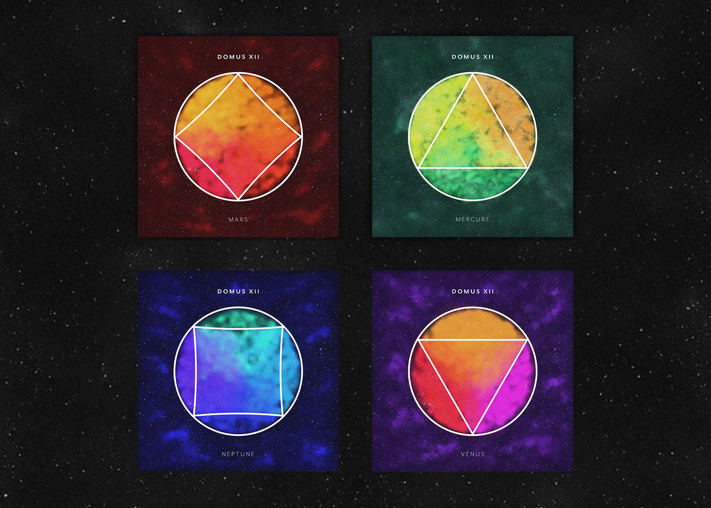 Pochettes d'album Domus XII : Mars, Mercure, Neptune, Vénus